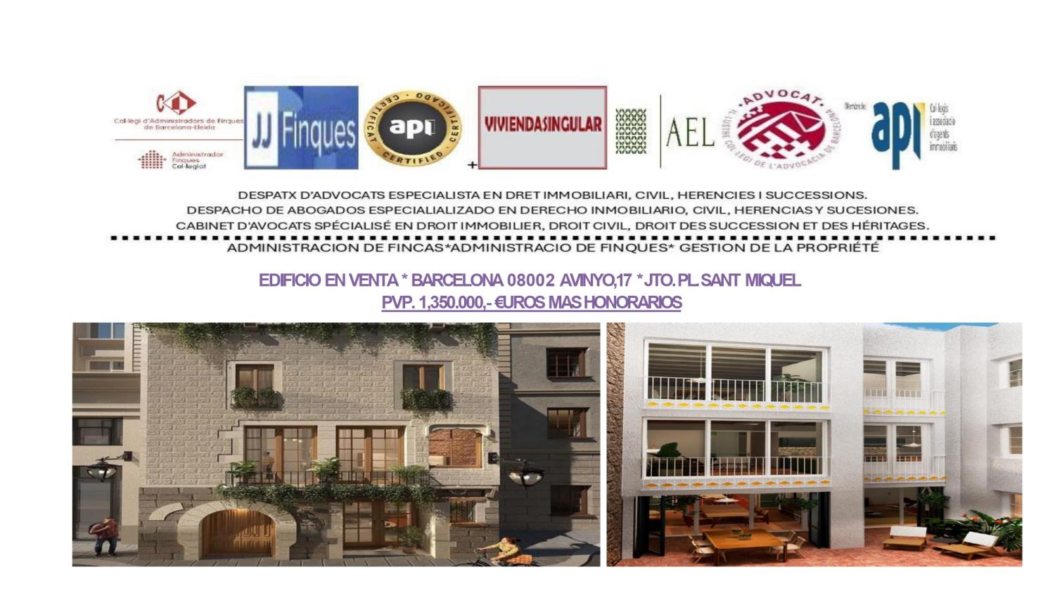  till salu byggnad Ciutat Vella-Gòtic Barcelonès 1